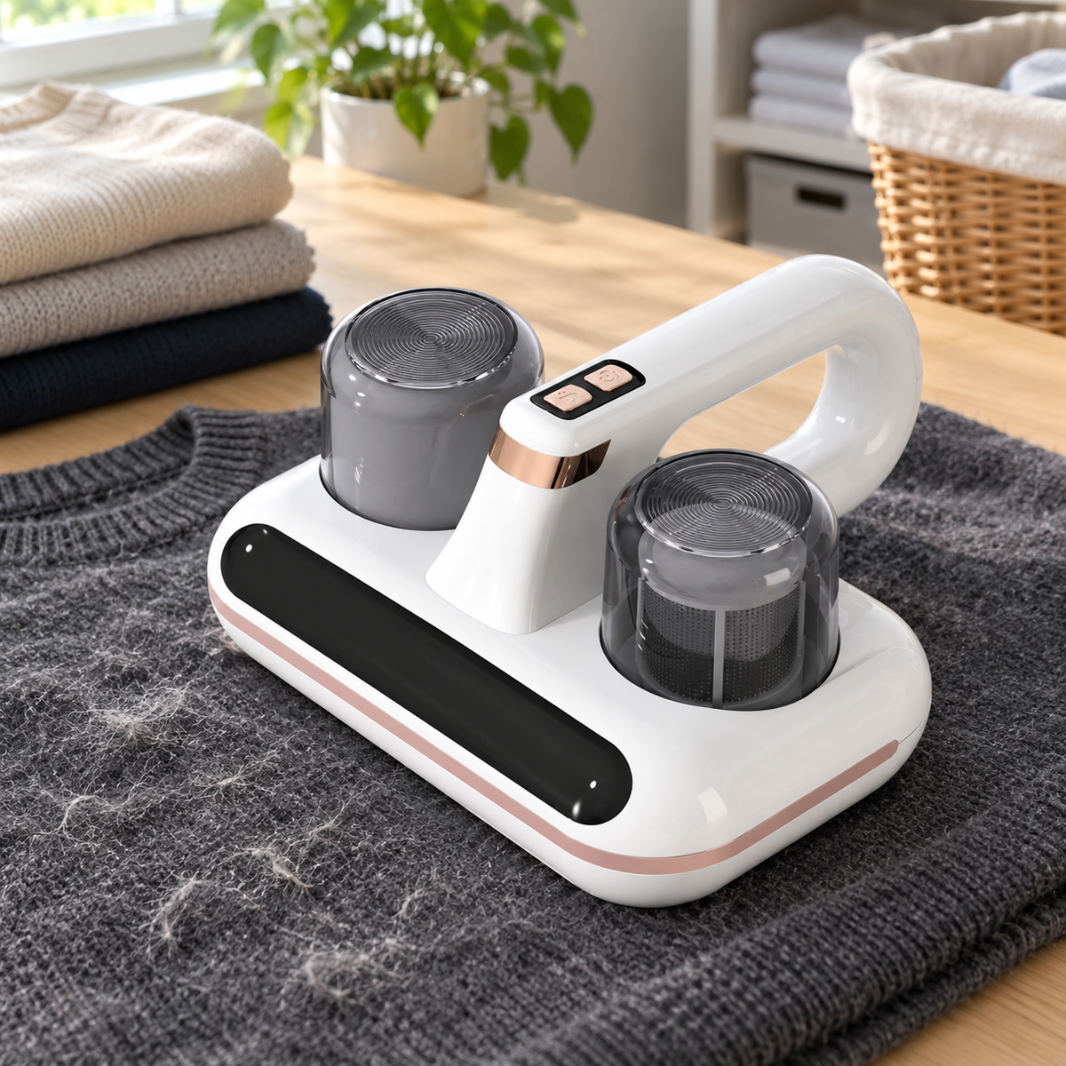🧹 Mini Desktop Vacuum | White-Shell | Workspaces | Students | Rose-Gold Trim
