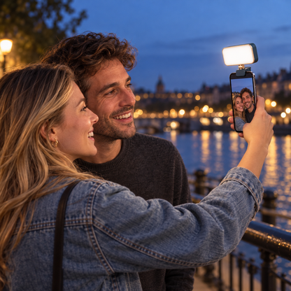 🌙 Selfie Light +ABS + Date-Nights + Couples + Champagne-Framed Soft Glow