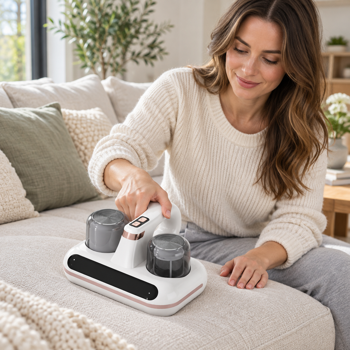 🧹 Mini Desktop Vacuum | White-Shell | Workspaces | Students | Rose-Gold Trim