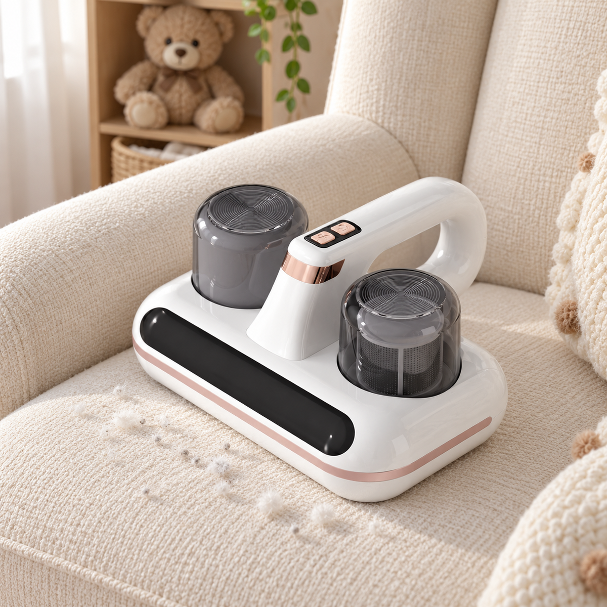 🧹 Mini Desktop Vacuum | White-Shell | Workspaces | Students | Rose-Gold Trim