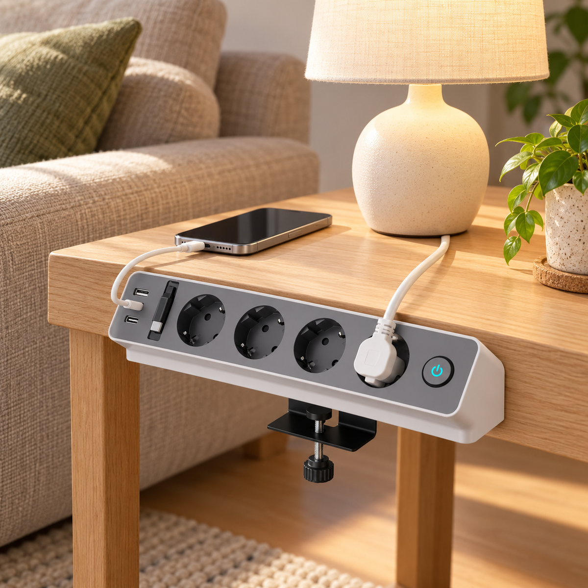 🔌 Desktop Power Strip — PC — Home Office — Tech Gifts — Clean Clamp-On Setup