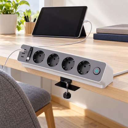 🔌 Desktop Power Strip — PC — Home Office — Tech Gifts — Clean Clamp-On Setup
