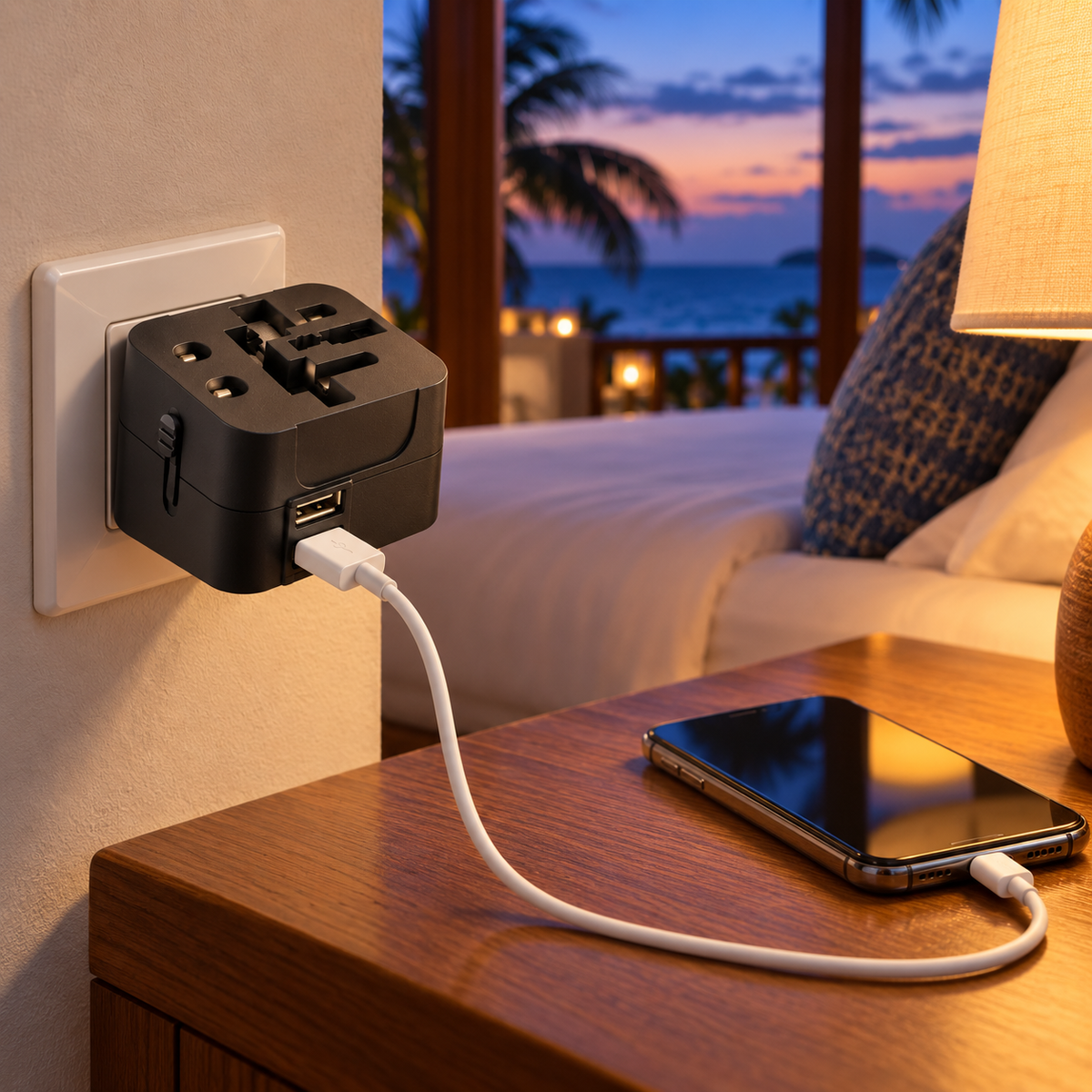 🌍 International Travel Adapter / Plastic / Hotels / Travelers / Compact Black