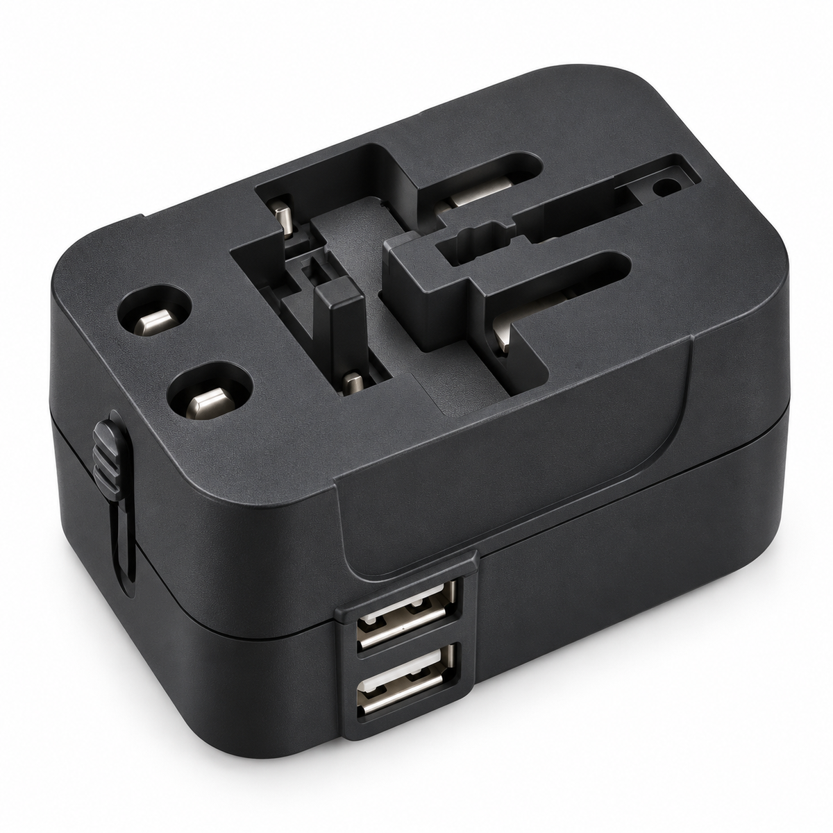 🌍 International Travel Adapter / Plastic / Hotels / Travelers / Compact Black