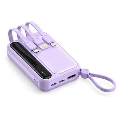 🔋 Power Bank | Lavender Shell | Outdoors | Travelers | Built-In Cables