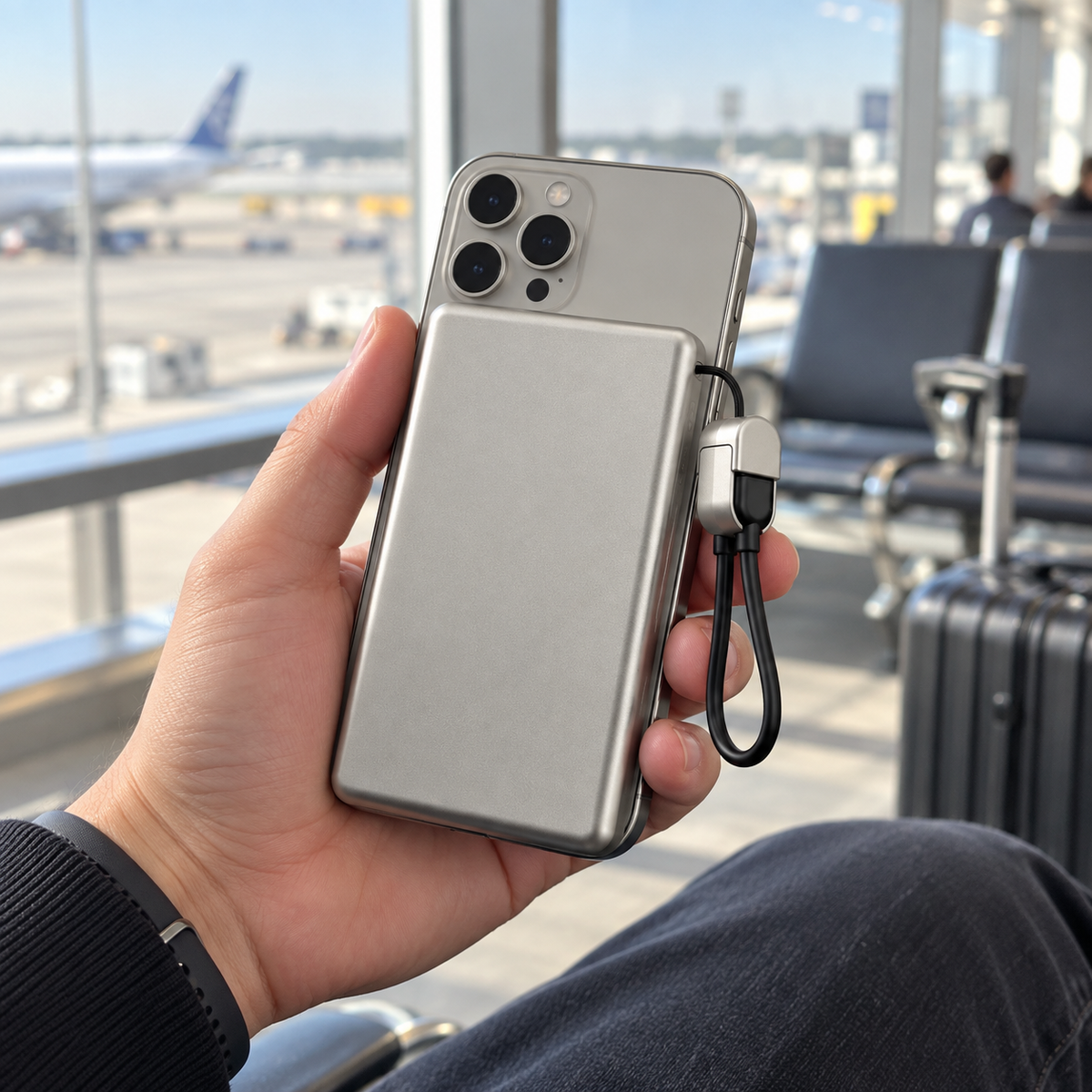 🔋 Magnetic Power Bank | Metal-Look | Travel | Travelers | Sleek Silver