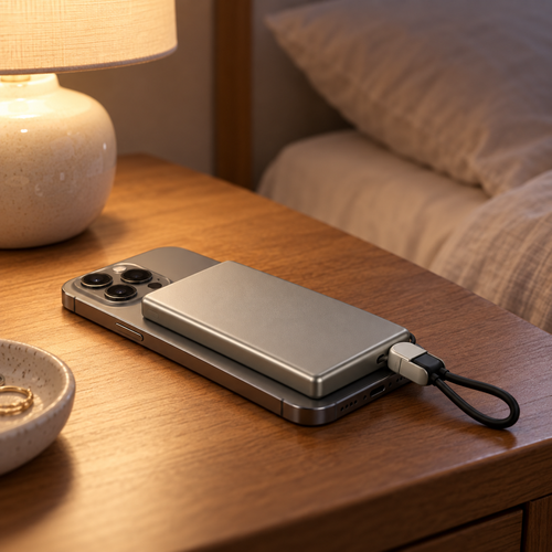 🔋 Magnetic Power Bank | Metal-Look | Travel | Travelers | Sleek Silver