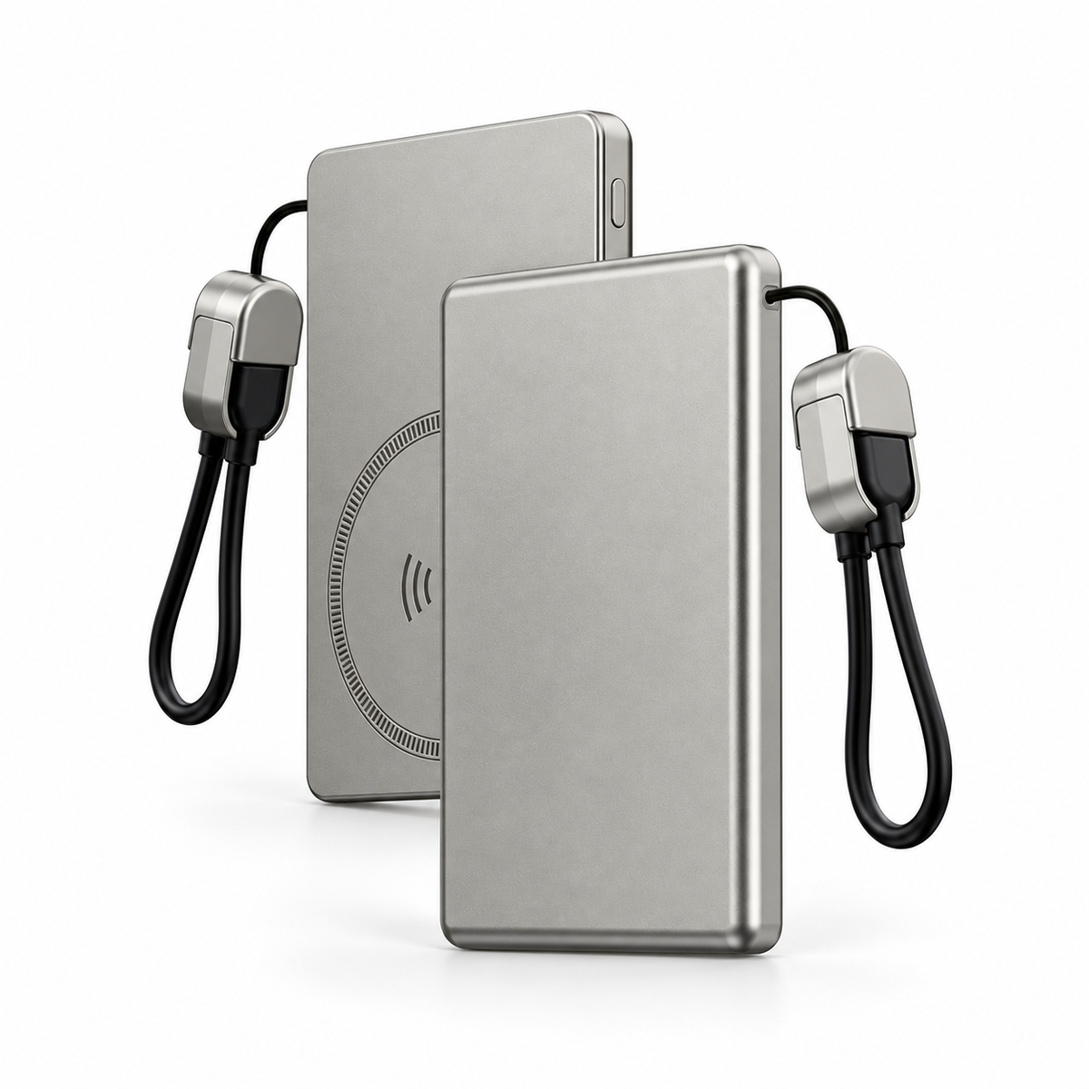 🔋 Magnetic Power Bank | Metal-Look | Travel | Travelers | Sleek Silver