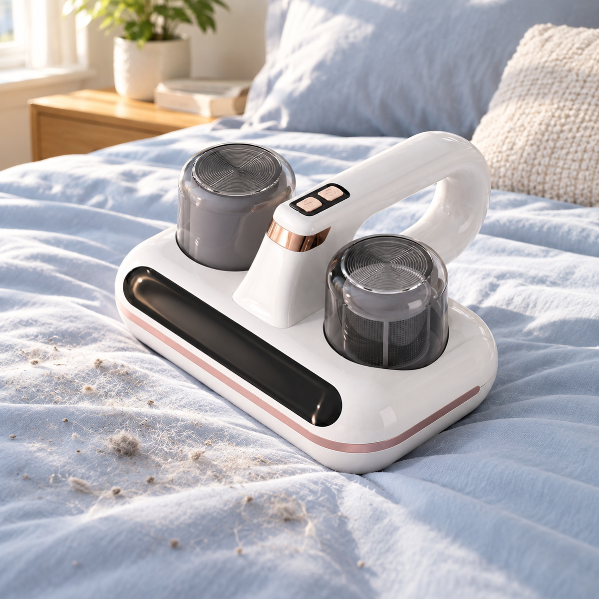 🧹 Mini Desktop Vacuum | White-Shell | Workspaces | Students | Rose-Gold Trim