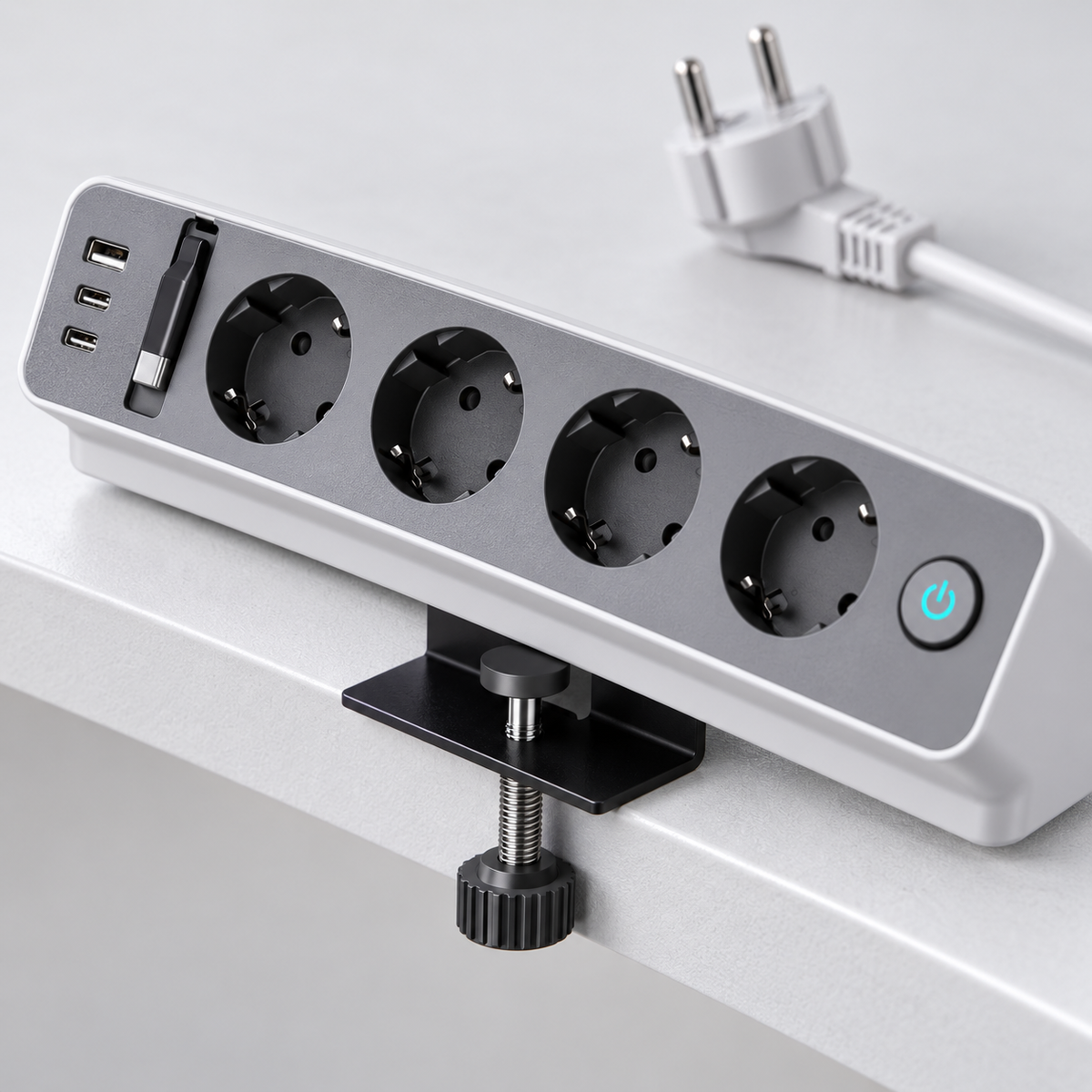 🔌 Desktop Power Strip — PC — Home Office — Tech Gifts — Clean Clamp-On Setup