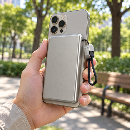 🔋 Magnetic Power Bank | Metal-Look | Travel | Travelers | Sleek Silver
