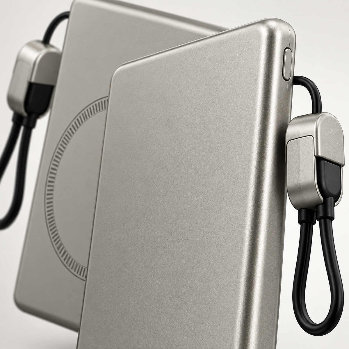 🔋 Magnetic Power Bank | Metal-Look | Travel | Travelers | Sleek Silver