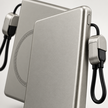 🔋 Magnetic Power Bank | Metal-Look | Travel | Travelers | Sleek Silver